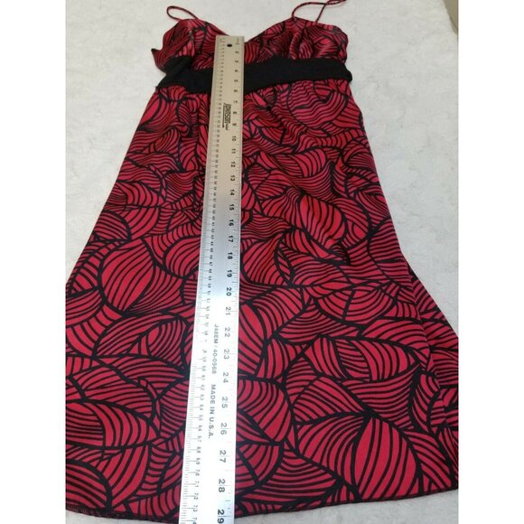 Timing Womens Small Surplice Neck Sleeveless Mini Dress Tie Back Black Red - Picture 6 of 6